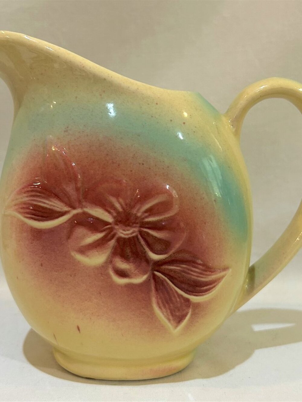Shawnee Art Pottery Pitcher 6 Dogwood Yellow Pink Blue USA 40